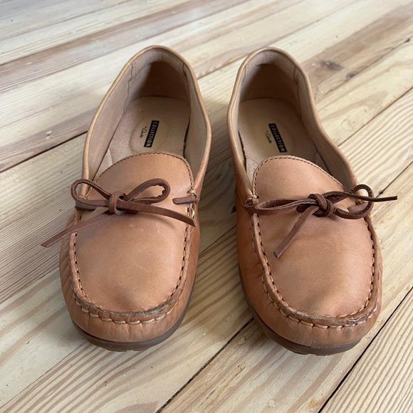 Clarks Collection Tan Leather Driving Moccasins Loafers Womens 10 Casual Preppy - Picture 2 of 8